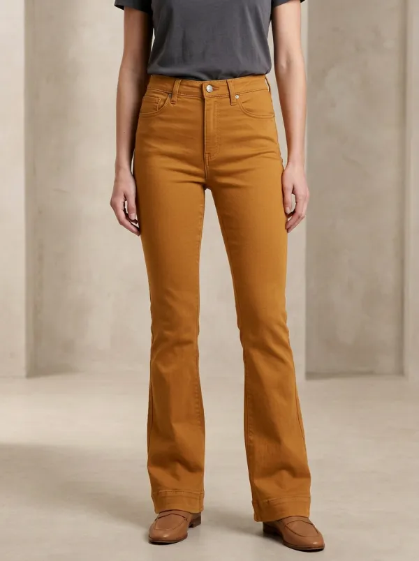 Women's High-Rise Flare High-Rise Waist Button Jeans
