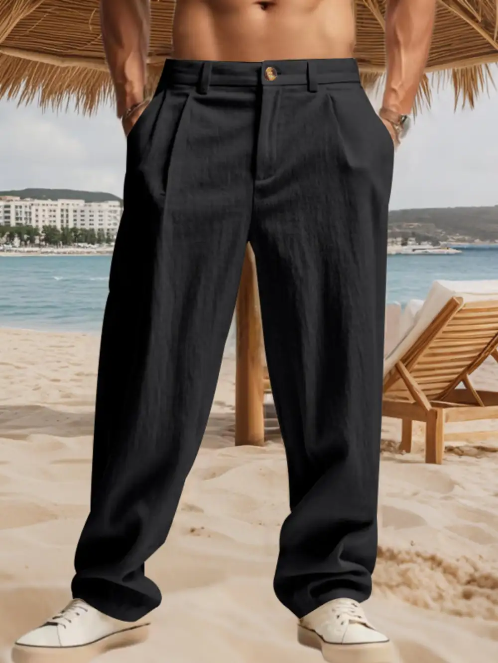Men's Full Size Relaxed Fit Pleated Pants Plus