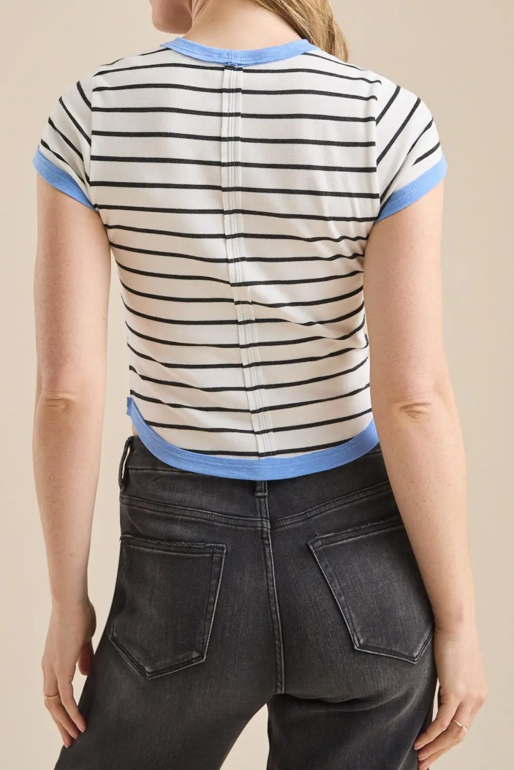 Fitted Contrast Stripe Tee