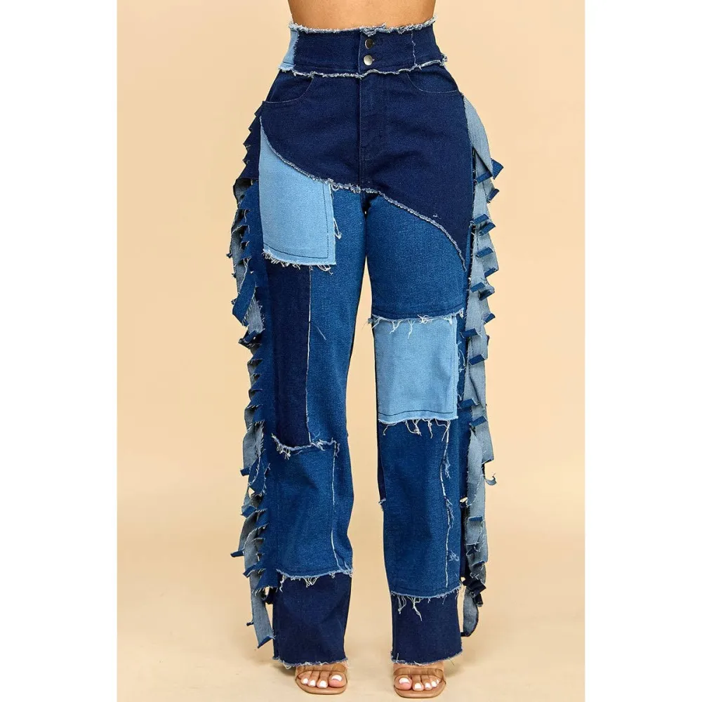 Patchwork Denim Pants