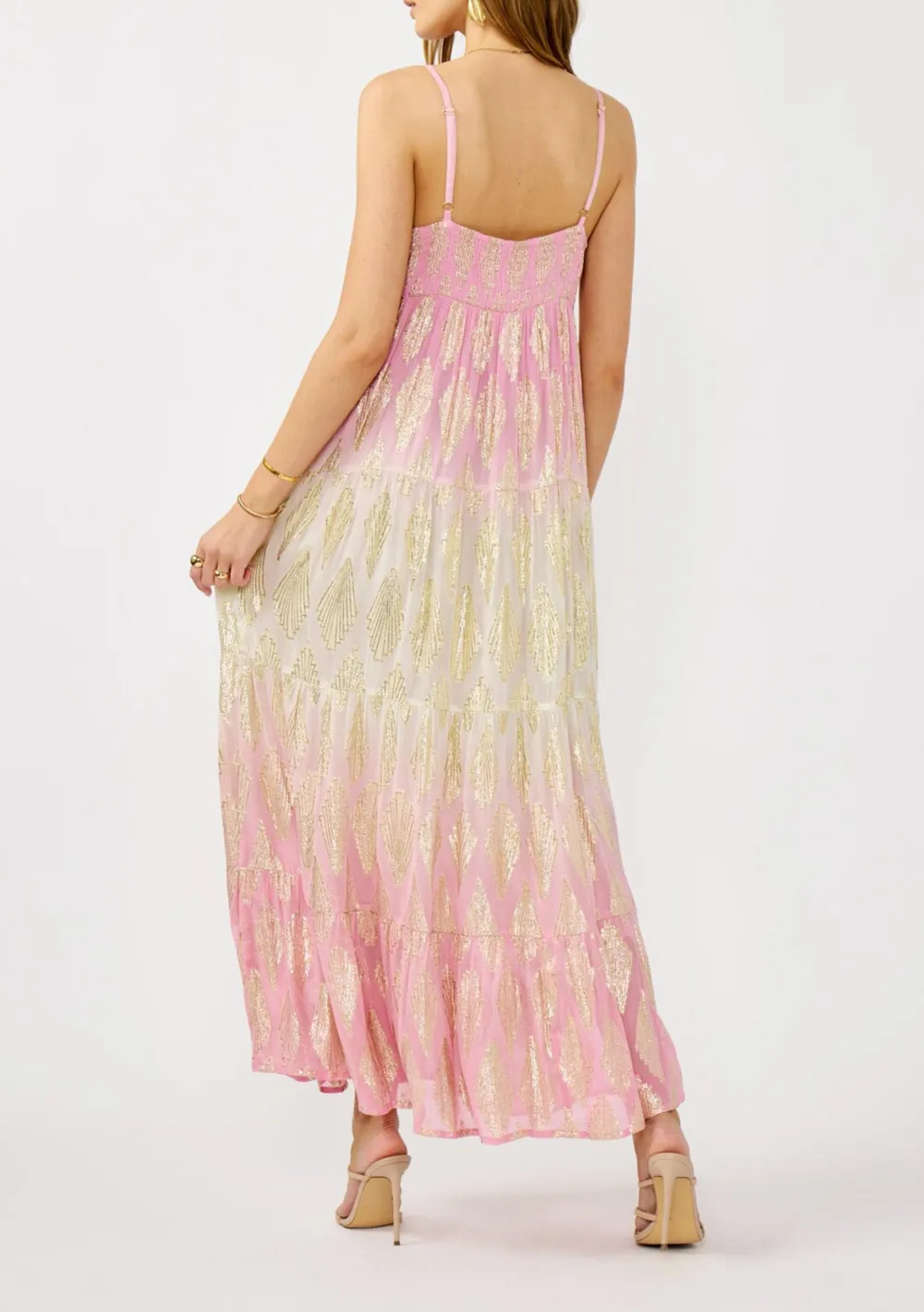 Geometric V-Neck Maxi Dress