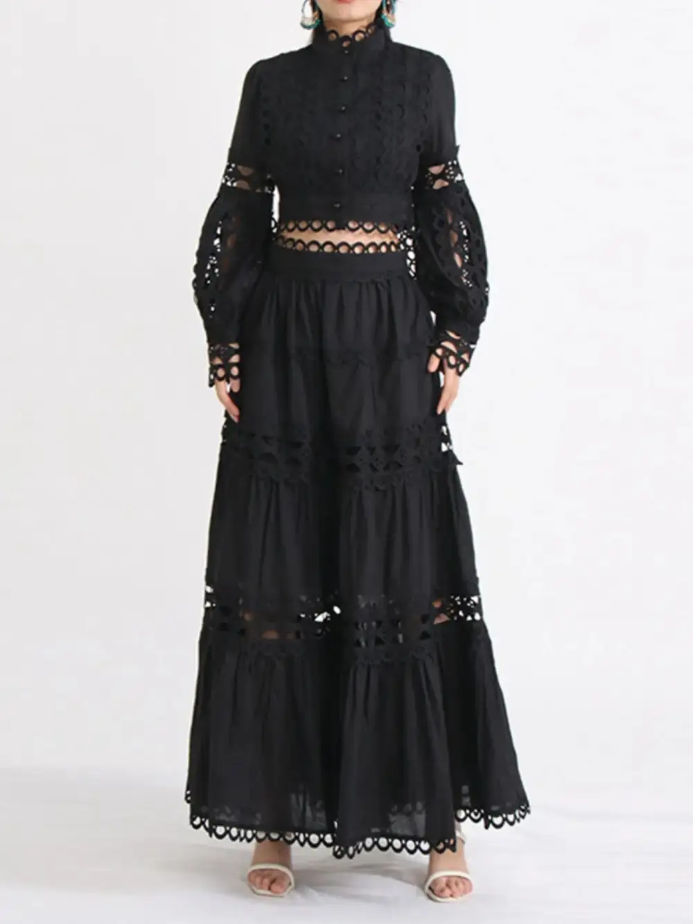 Sharp Button Front Long Sleeve Coordinated Set