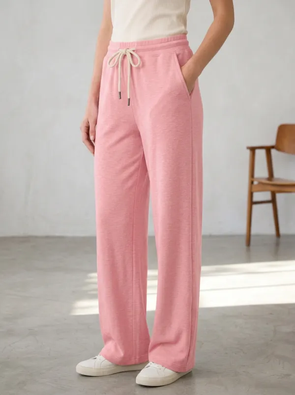 Women's Wide Leg Adjustable Drawstring Waist Pants