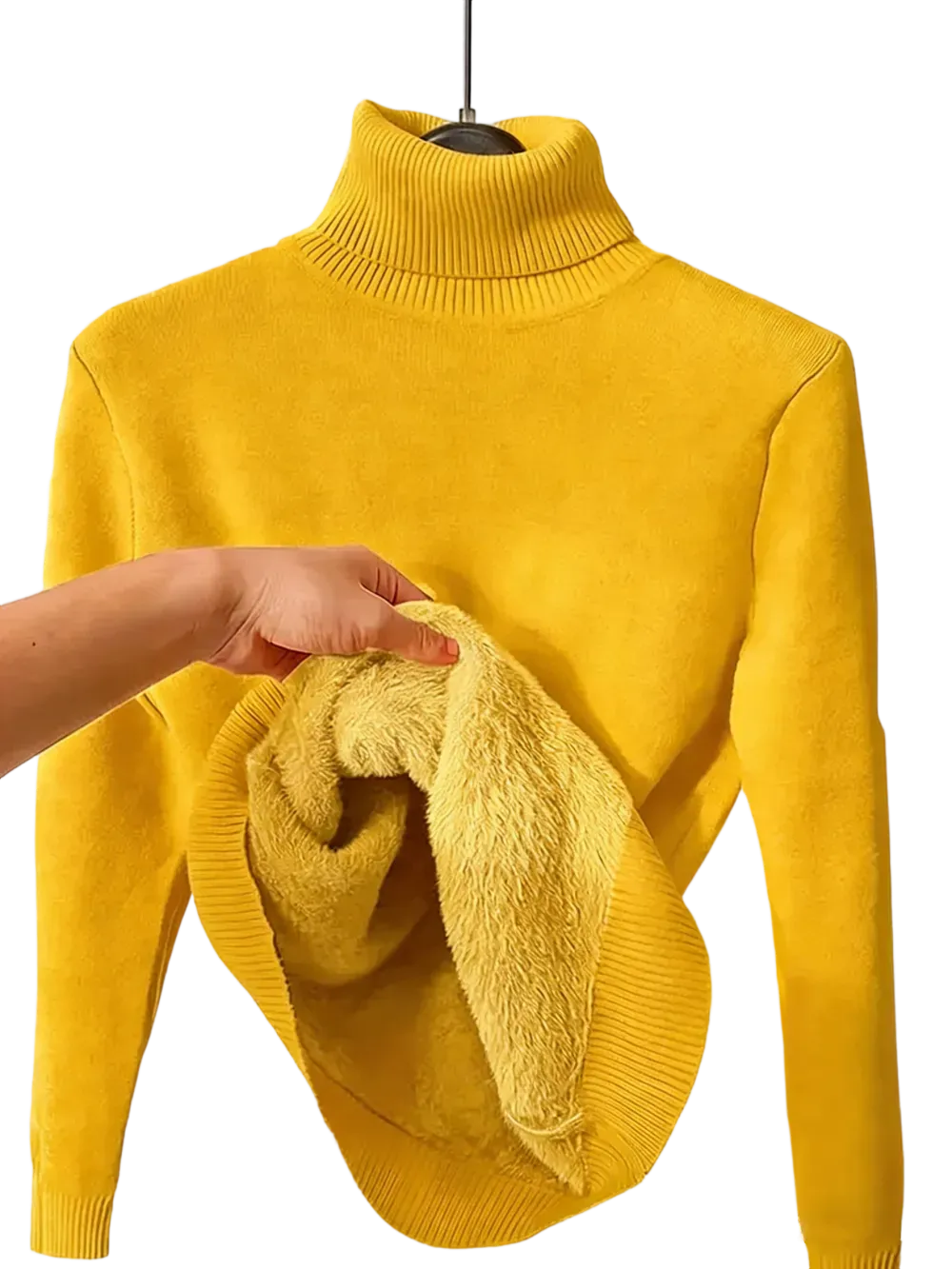Women's solid color warm lining drop shoulder turtleneck sweater