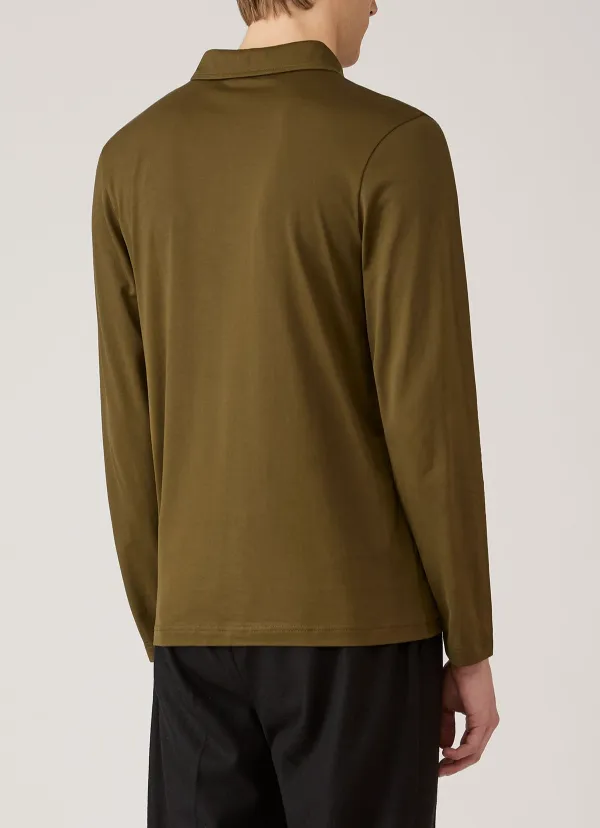 Refined Everyday Regular Fit Cotton Jersey Long Sleeve Polo Shirt