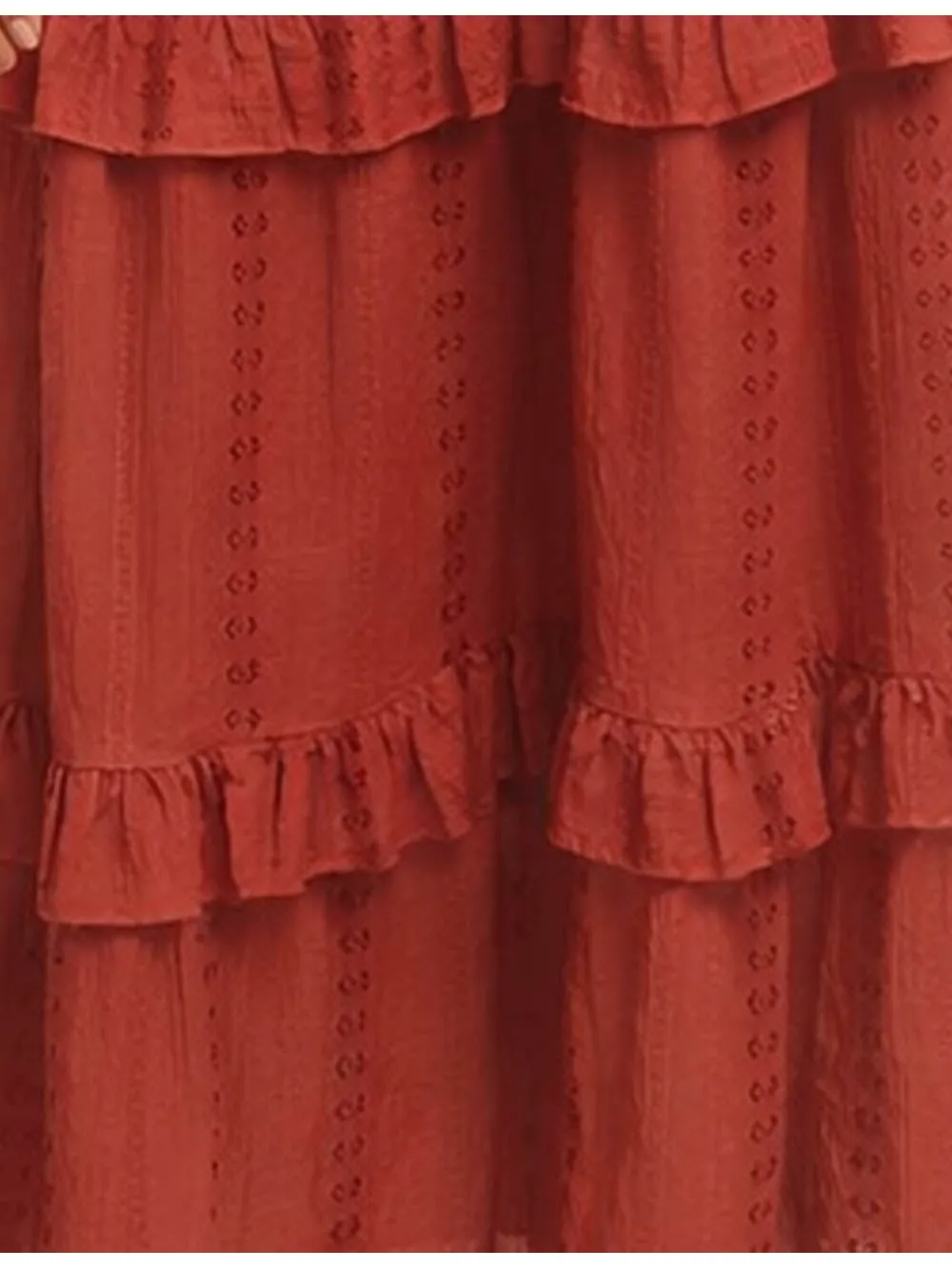 Tiered Rufflesmocked Waist Midi Skirt
