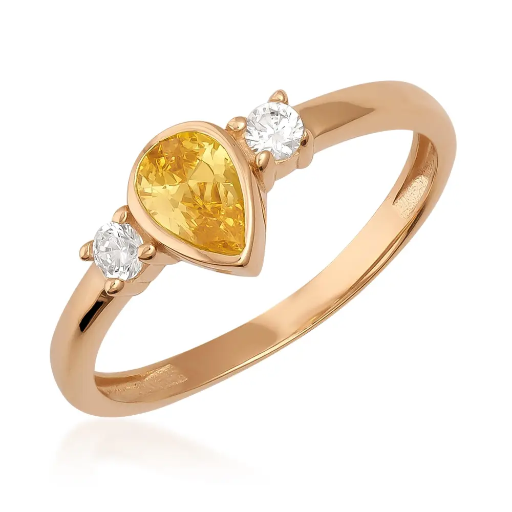 Simulated Citrine Pear Cut Vintage Ring