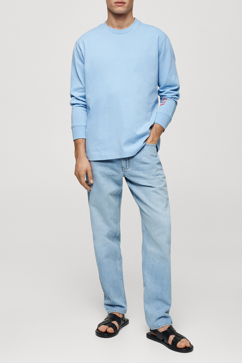 100% Cotton Sweatshirt With Printed Drawing