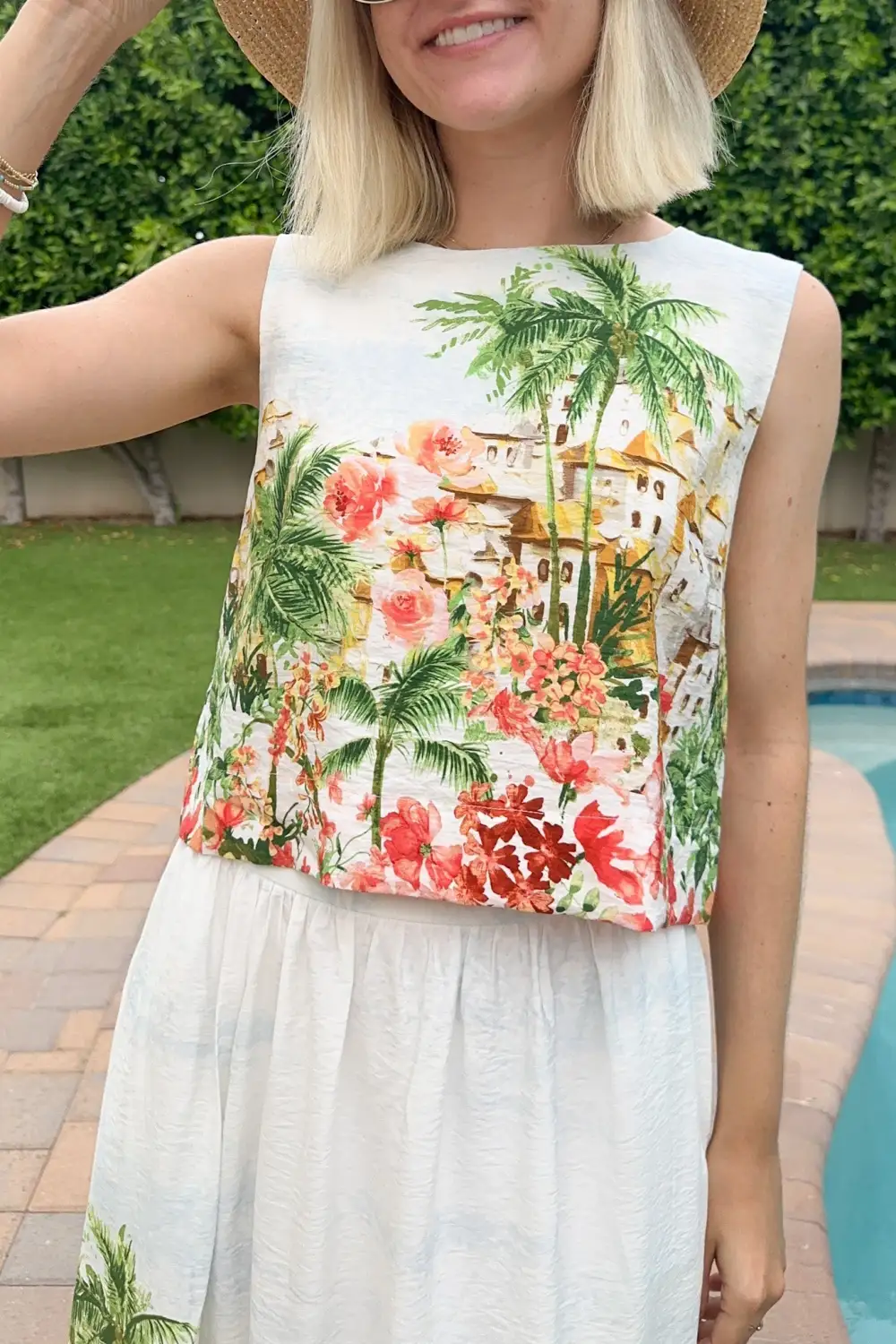 Soft Structure Printed Satin Top