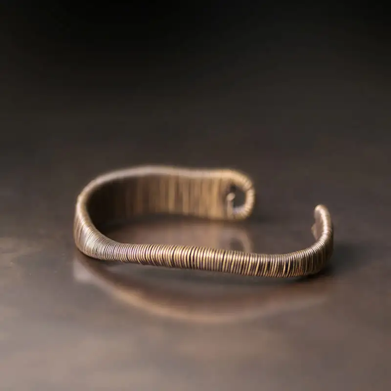 Simple Design Wrapped Brass Copper Adjustable Bangle Bracelet