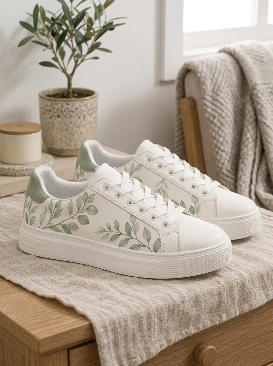 Women's Fresh Botanical Nature Lover Leaves Skate Shoes