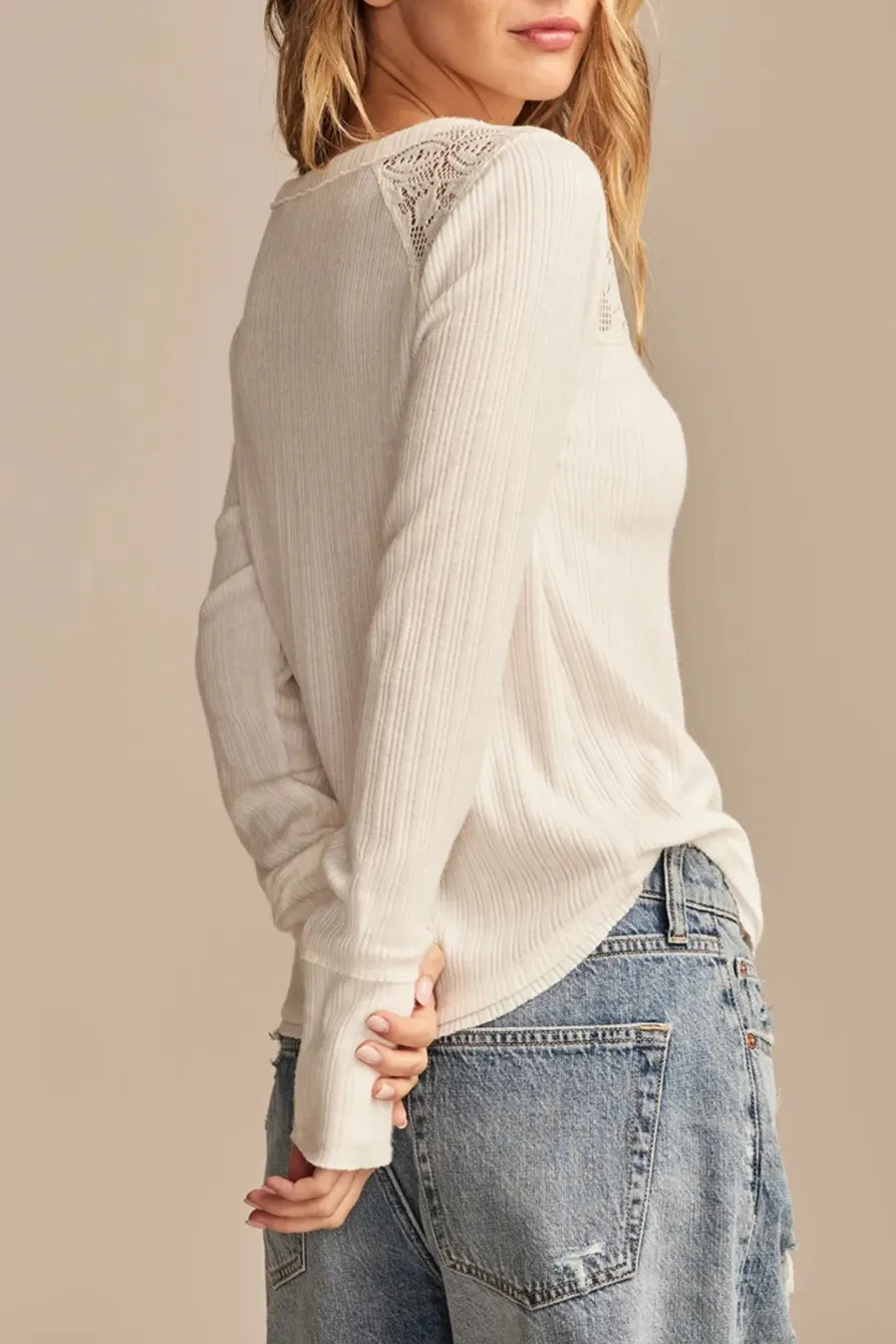 White Cloud Lace Mix Henley