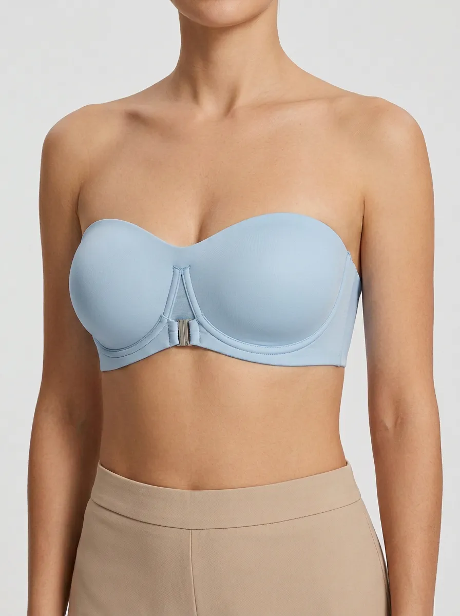 Women's Metal-Clasp Structured-Cup Front-Closure Strapless Bra