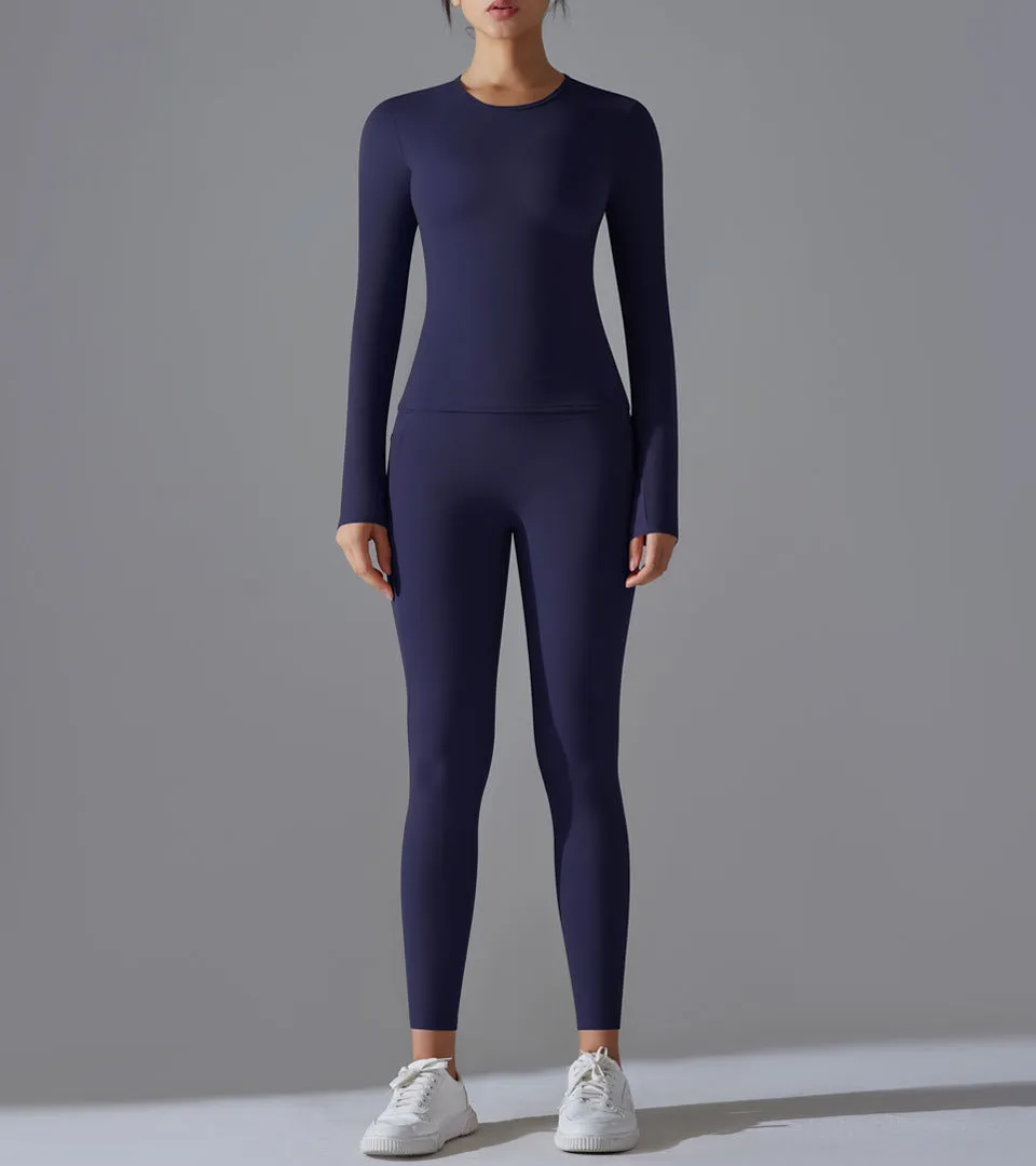 Brushed Long-Sleeve Top and Leggings Active Set