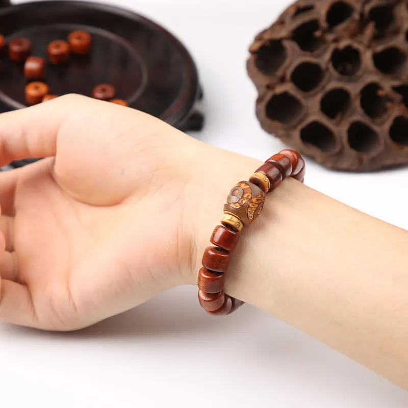 Bone Beads Eyed Dzi Bead Sheep Horn Bracelet