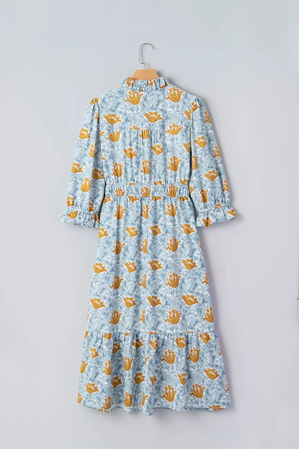 Lightweight Feel Floral Printed V Neck Dress