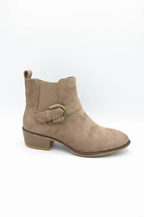 Classic Buckle Detail Zip Entry Pointed Toe Ankle Bootie
