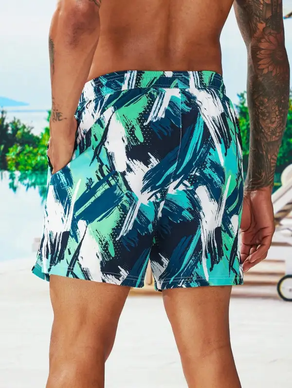 Men's Brush Print Swim Trunks