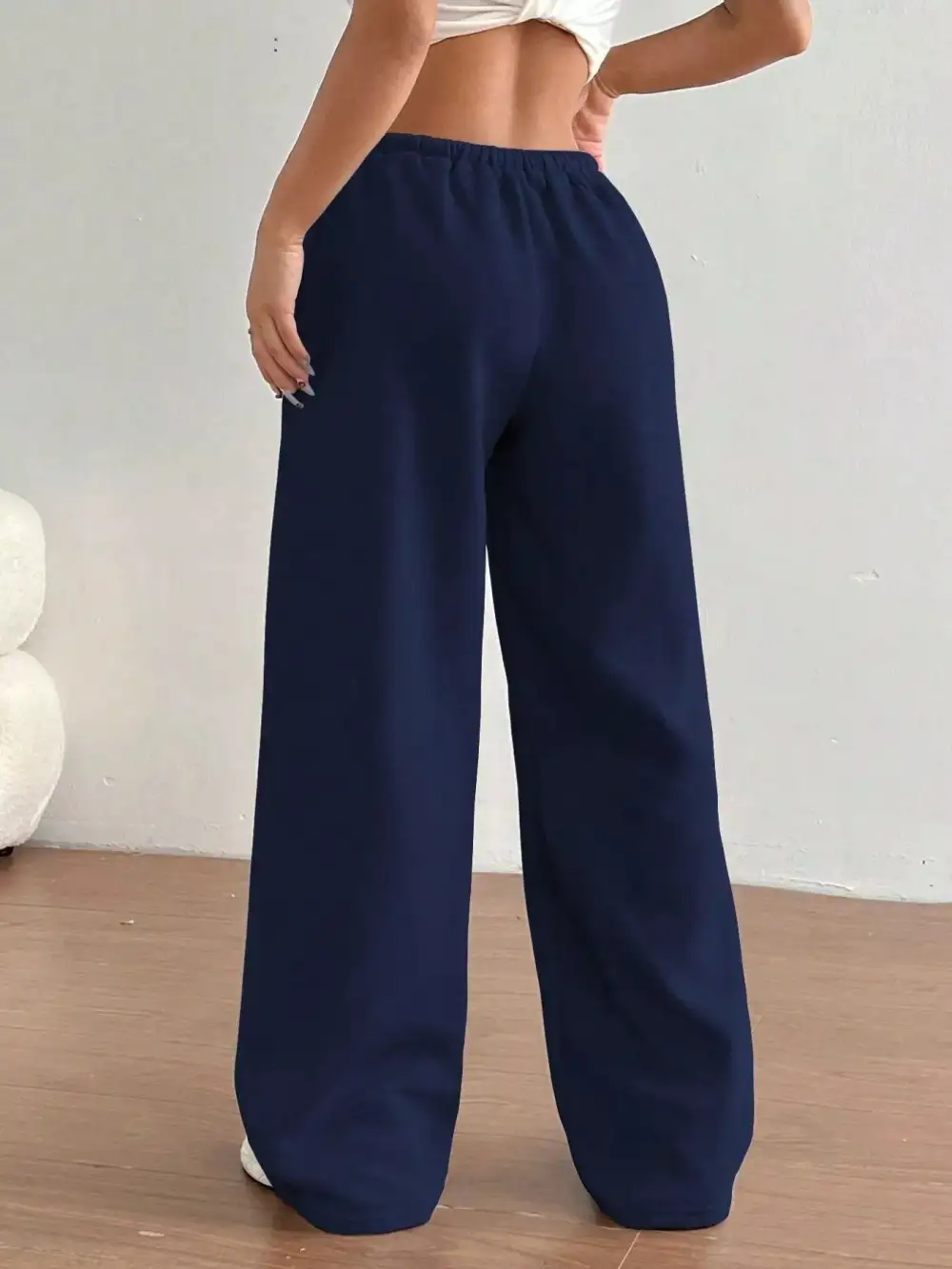 High-Waist Wide-Leg Drawstring Pocketed Sweatpants