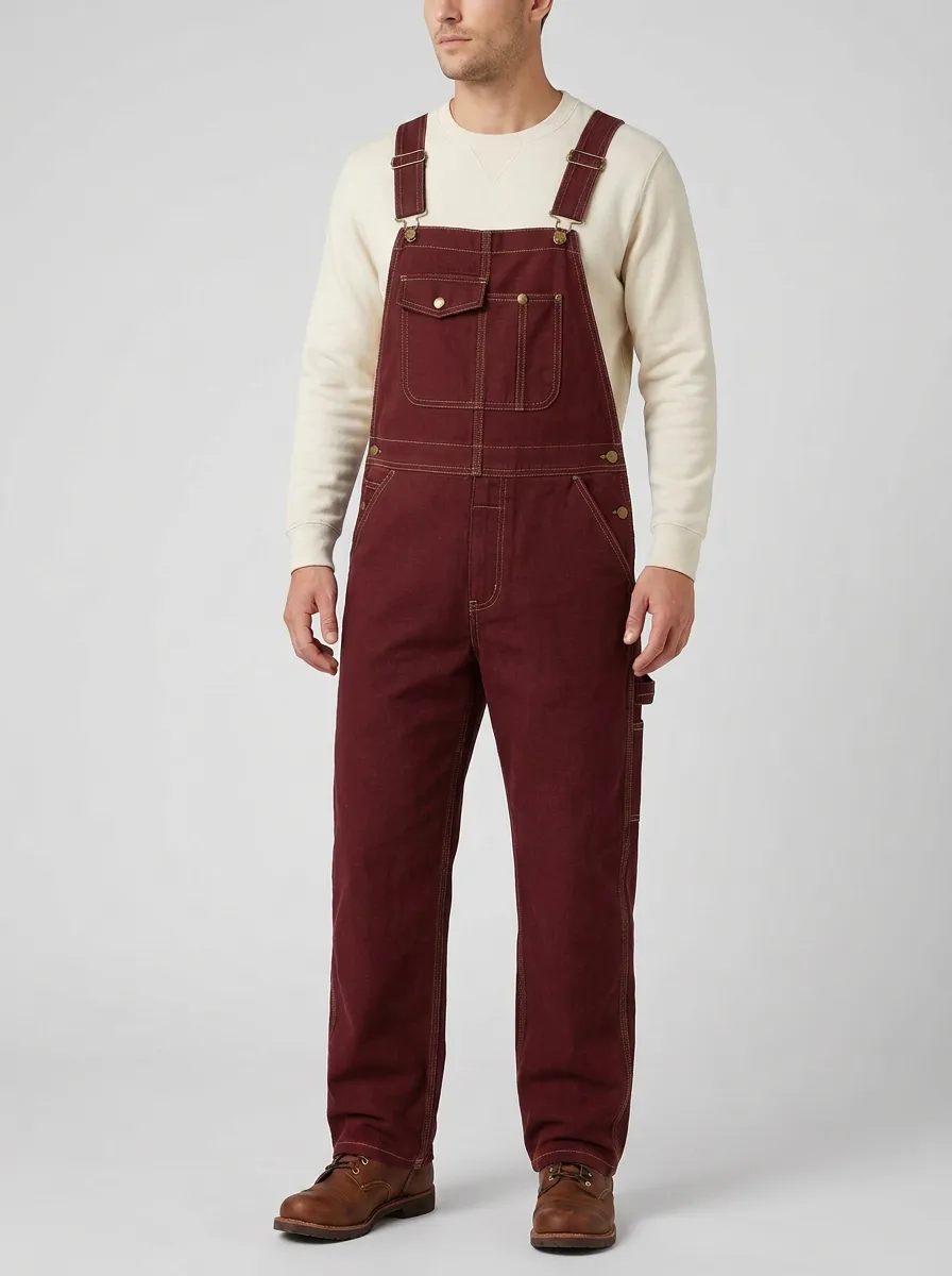 Men's Casual Workwear Charcoal Denim Bib Overalls
