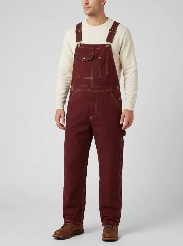Men's Casual Workwear Charcoal Denim Bib Overalls