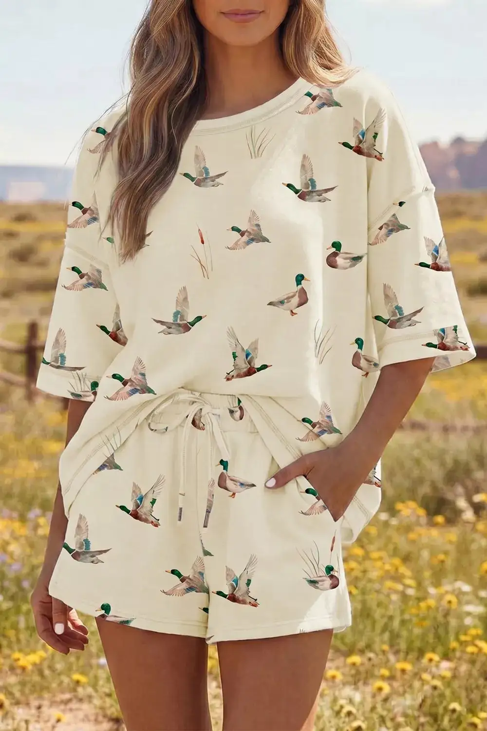 Comfortable Everyday Pajama Set Duck Pattern