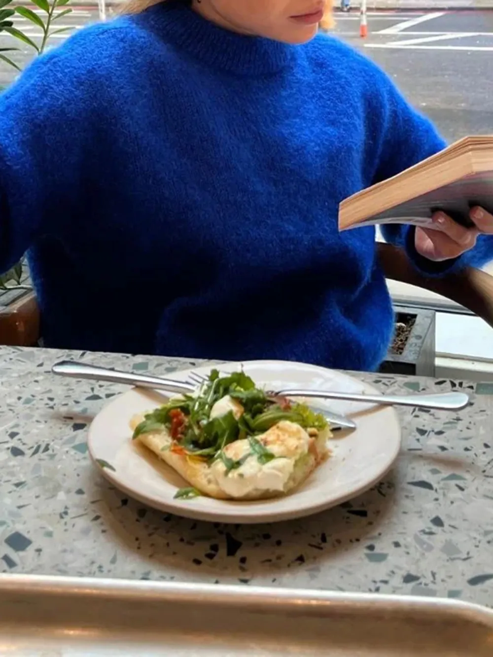 Casual Style Crew Neck Sweater Eletric Blue