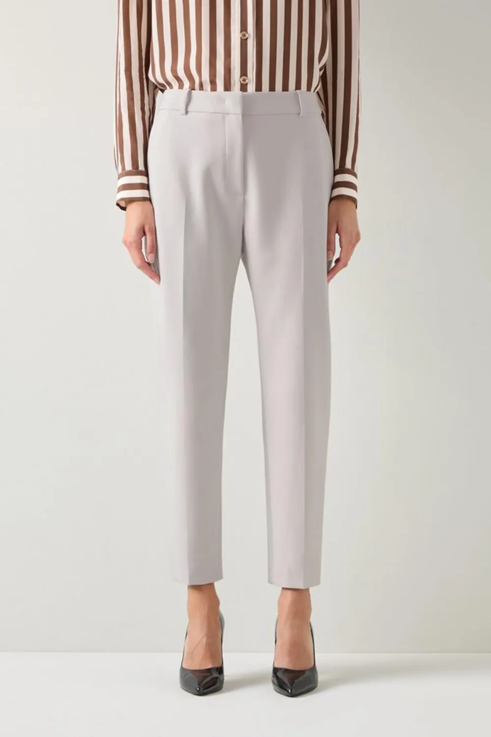 Light Grey Slim Fit Ankle Length Trousers