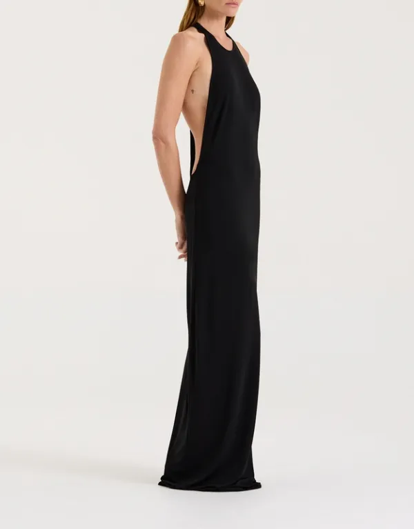 Black Racerback Halter Maxi Dress