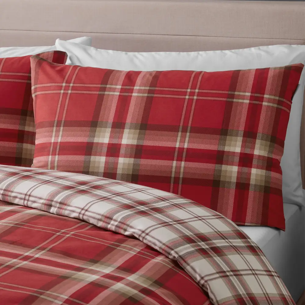 Graceful Bedroom Reversible Check Cotton Duvet Cover Set