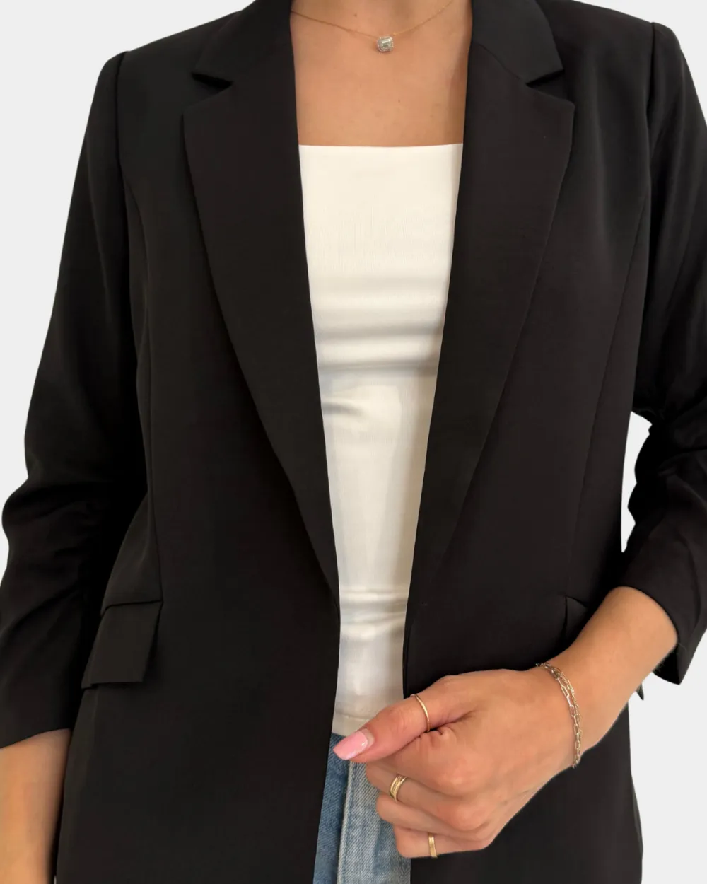 Ruched Sleeve Blazer