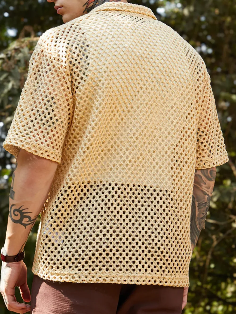 Beige Casual Style Oversized Shirt