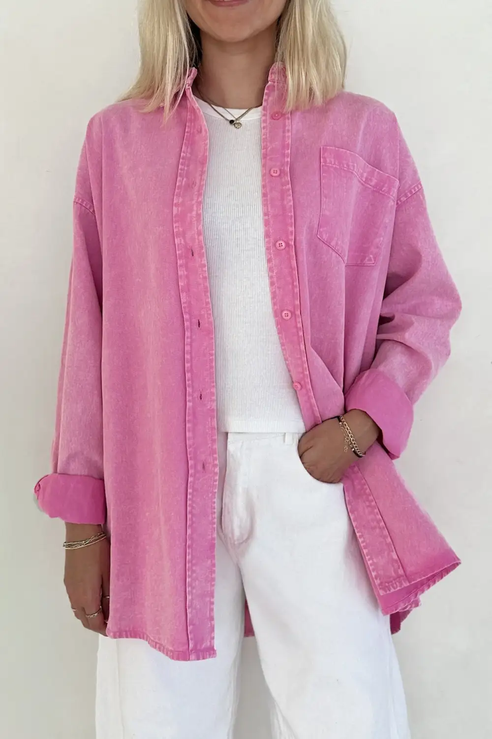 Smooth Fit Denim Oversized Shirt