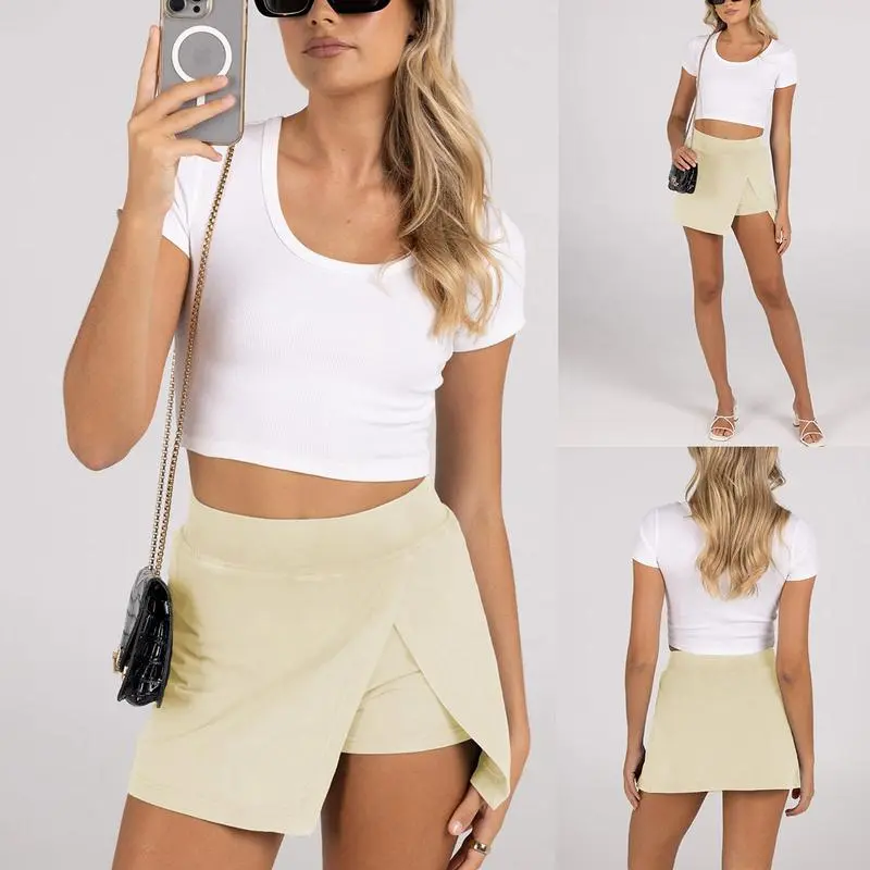 8PACK-Women High Waist Split Hem Casual Fitted Athletic