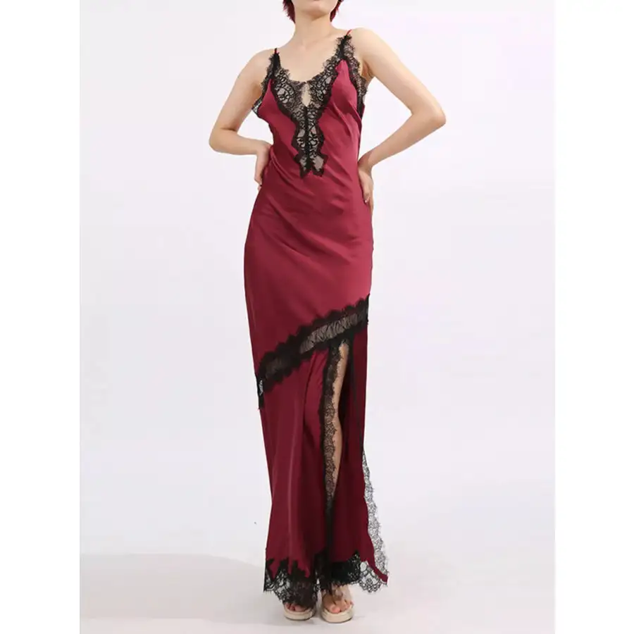 Slit Lace Detail Maxi Cami Dress