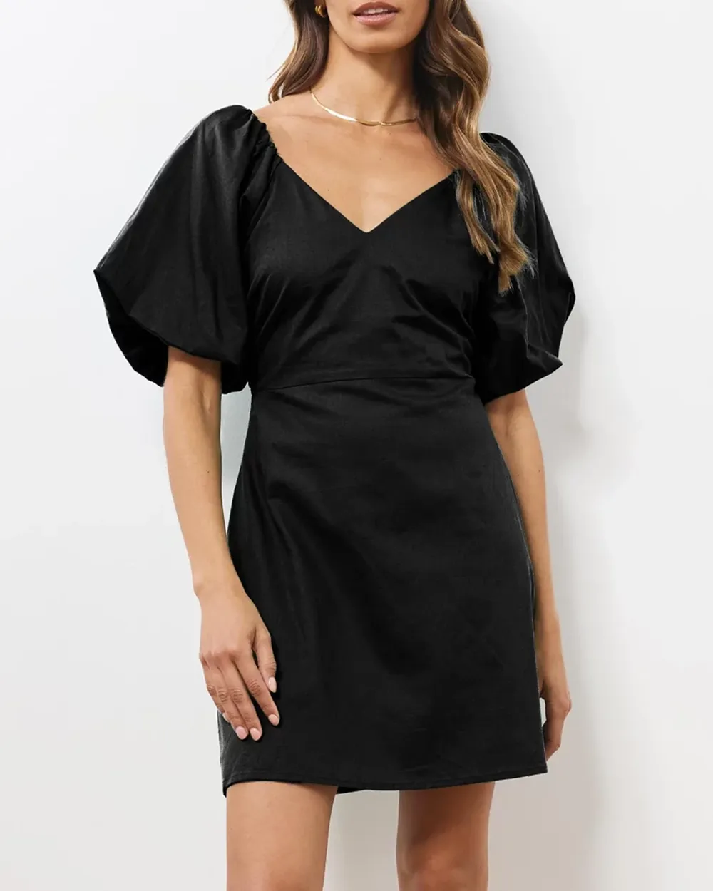 Linen Blend Mini Dress