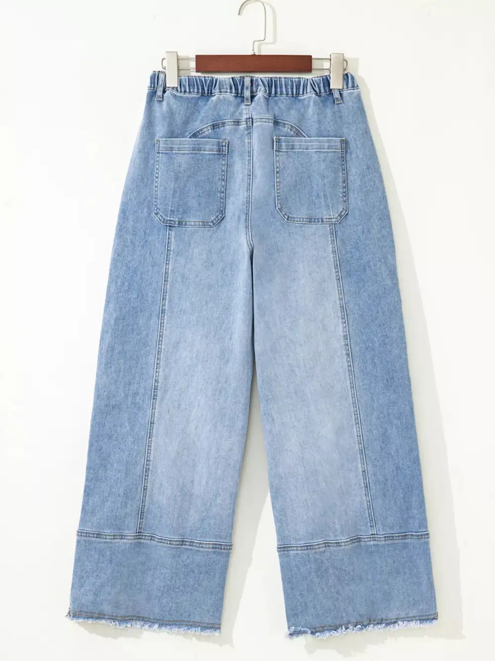 Drawstring Raw Hem Wide Leg Jeans