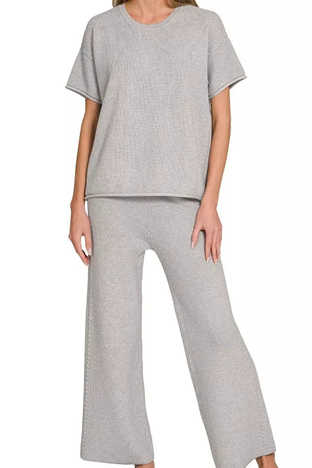 Modern Viscose Round Neck Top & Pants Set