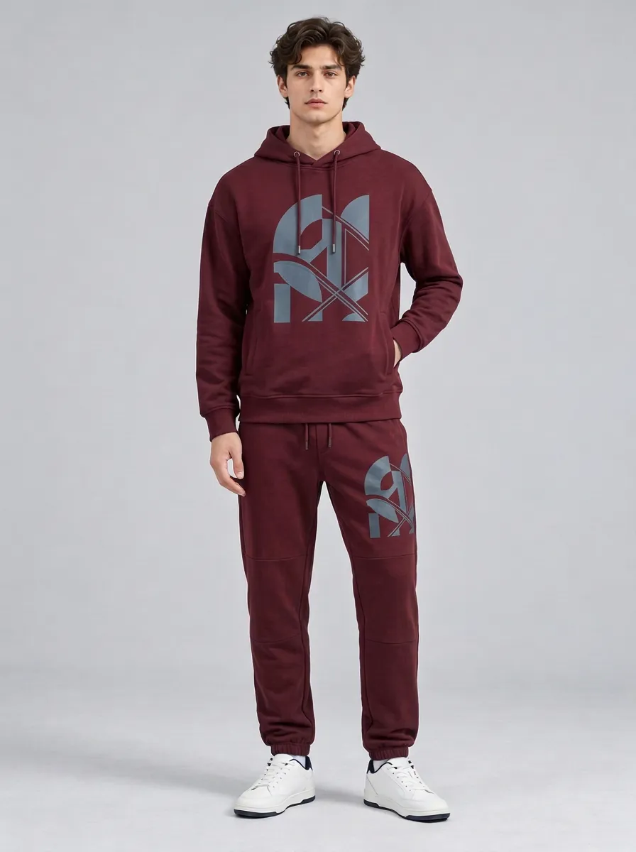 Men's Geometric Graphic Navy Printed Tracksuit Set