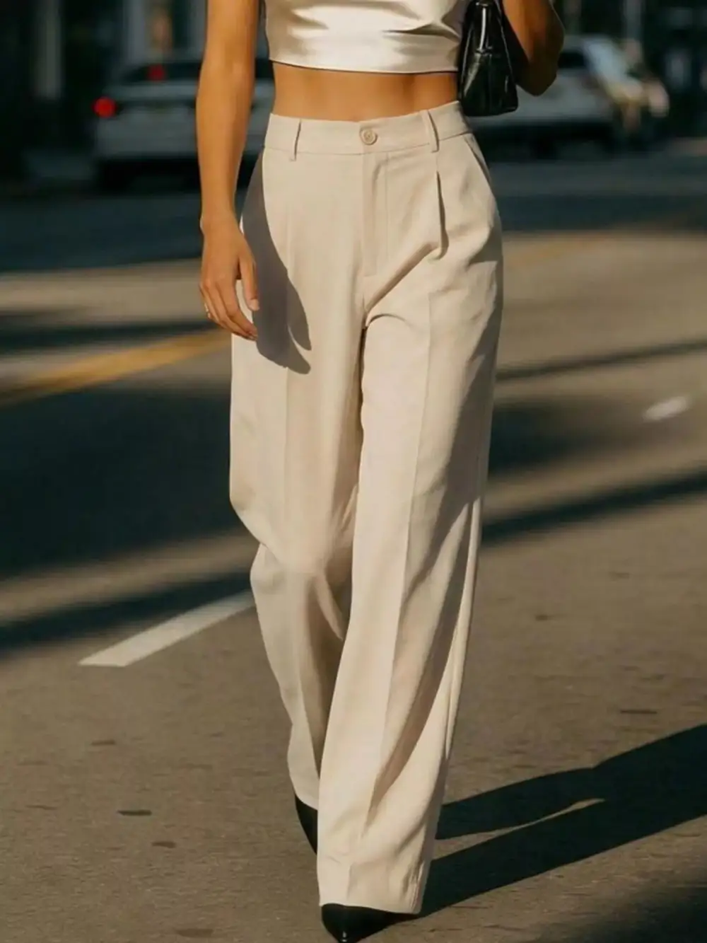 High Waist Wide Leg Pleated Pants
