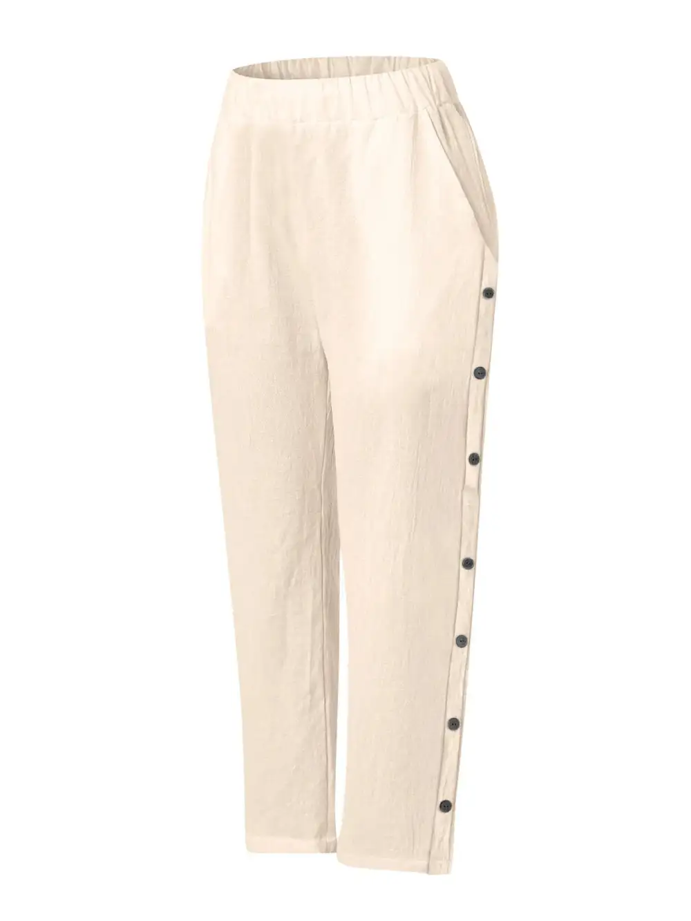Side Decor Button Casual Wide Leg Pants