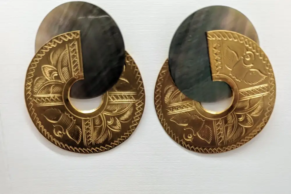 Mother Of Pearl Stamped Earrings