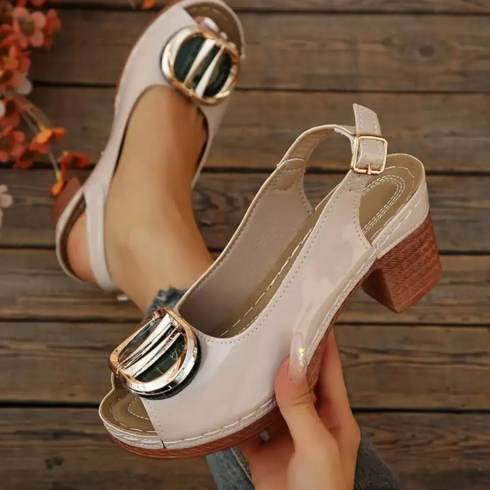 Modern Peep Toe Block Heel Sandals