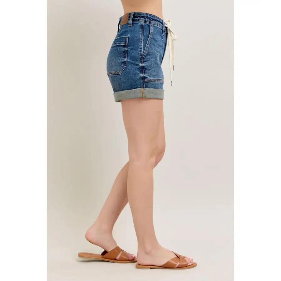Full Size High Rise Cuff Denim Shorts Plus Size