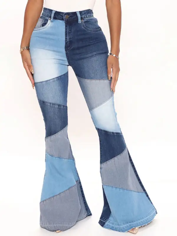 Flare Leg Washed Denim Jeans
