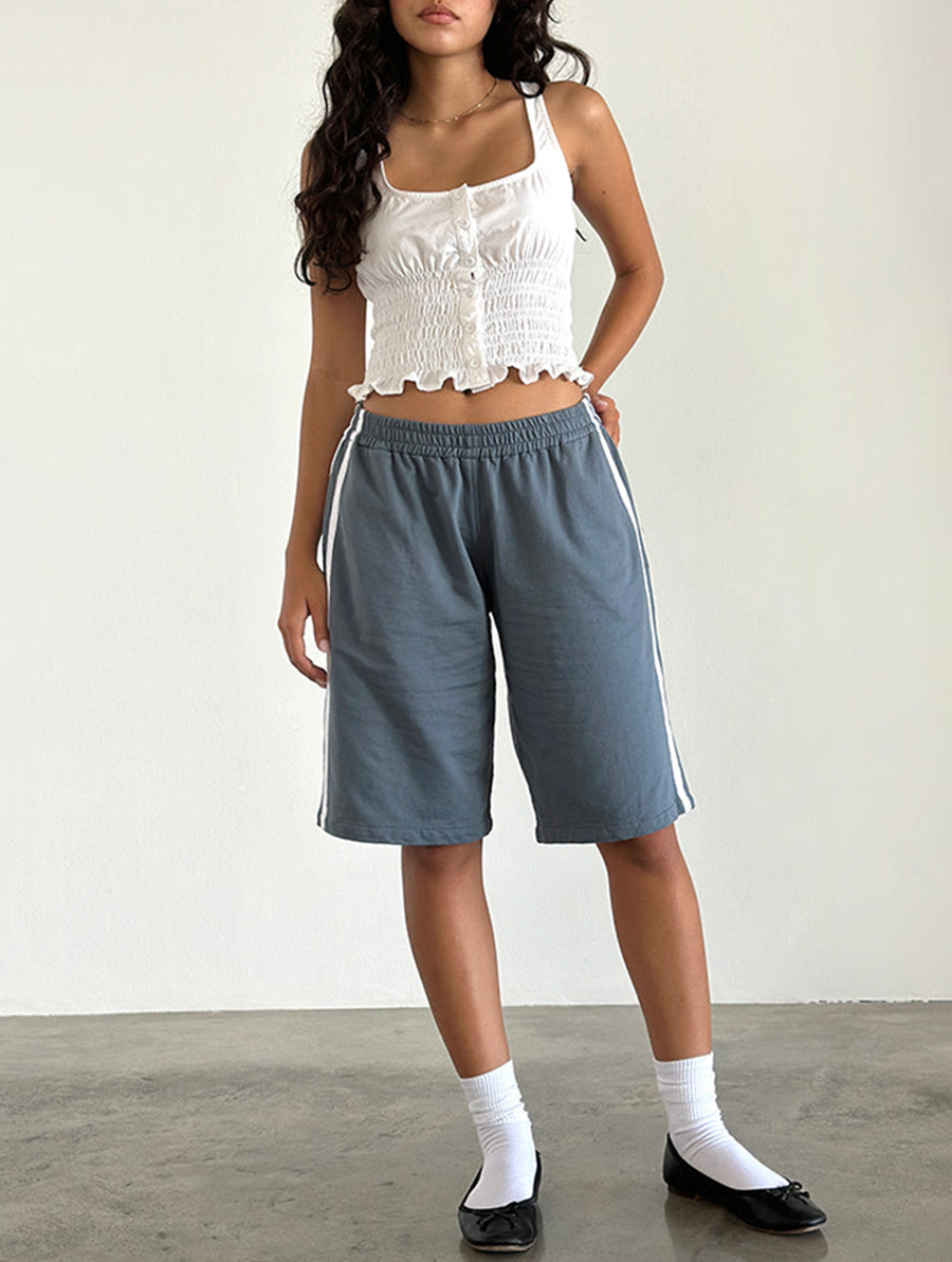 Short In Blue Mirage With White Stripe