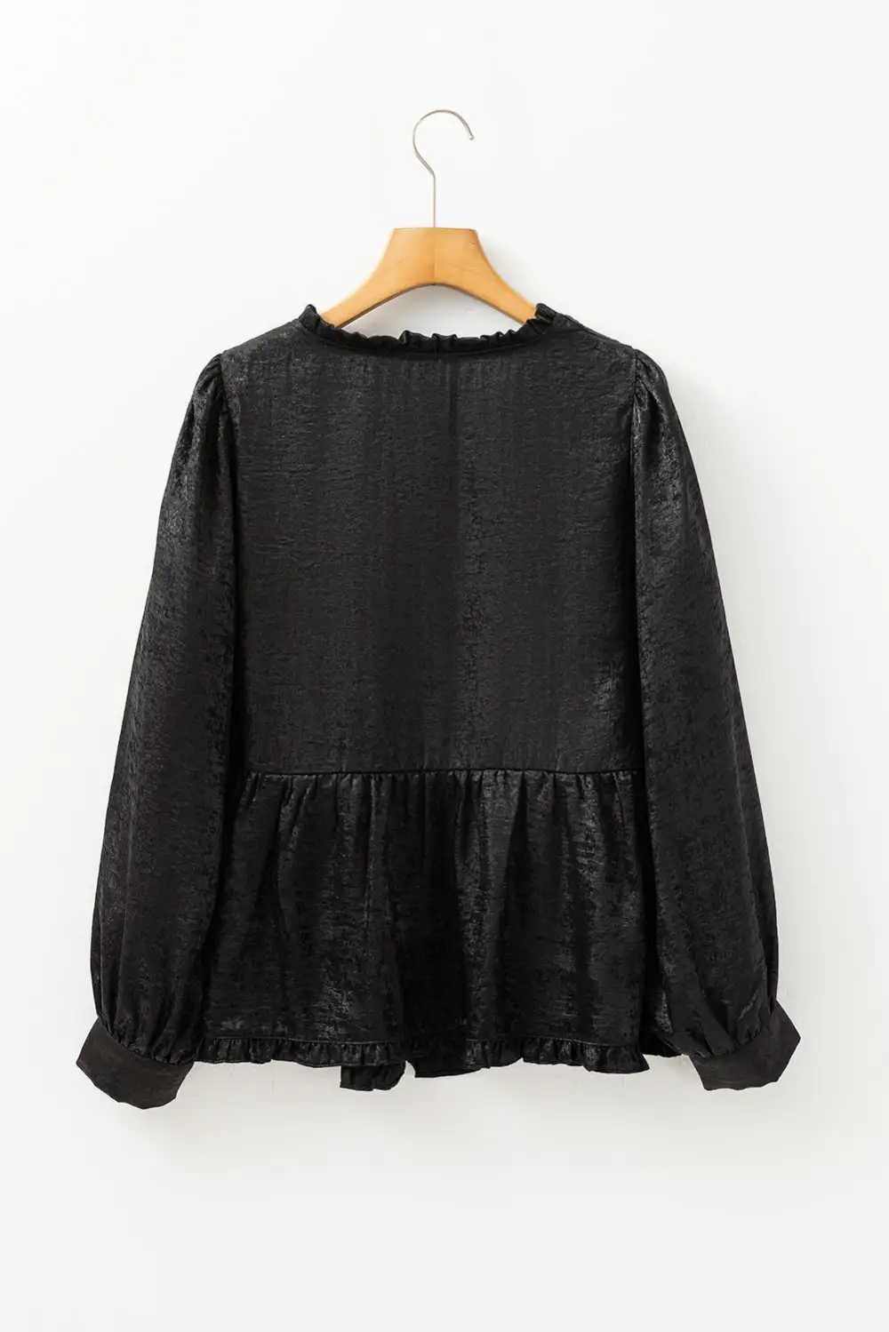 Layered Velvet Frilled Puff Sleeve Blouse