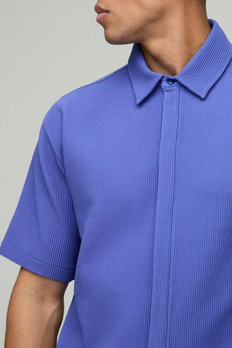 Royal Blue Short Sleeve Ribbed Shirt