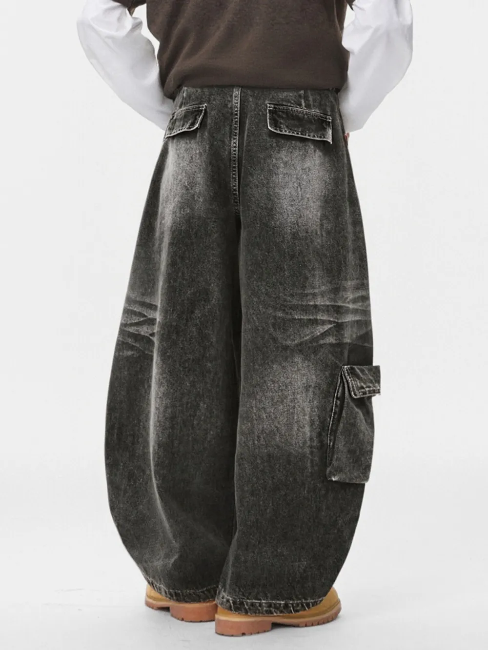 Cotton Wide-Leg Casual Jeans