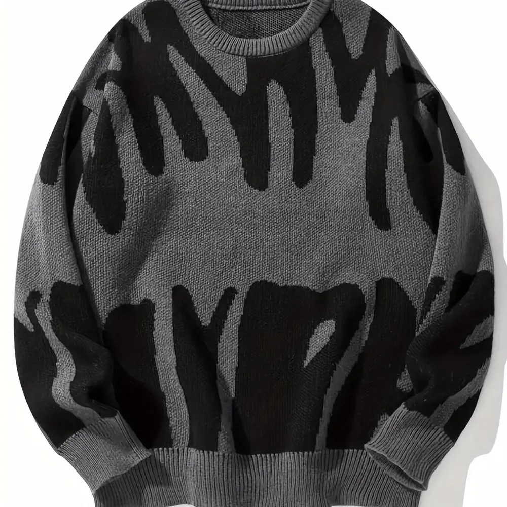Y2k Graphic Pattern Pullover Sweater Crew Neck